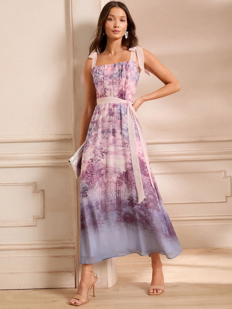 Love & Roses Scenic Printed Tie Shoulder Midaxi Dress - Imagen 1 de 5