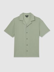 Reiss Sage Green Hunt Textured Cuban Collar Shirt - Image 2 of 6