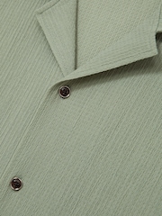 Reiss Sage Green Hunt Textured Cuban Collar Shirt - Image 6 of 6
