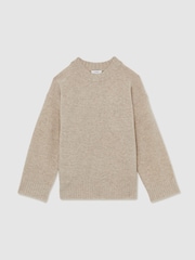 Reiss Oatmeal Elena Wool-Cashmere Crew Neck Jumper - Image 2 of 6
