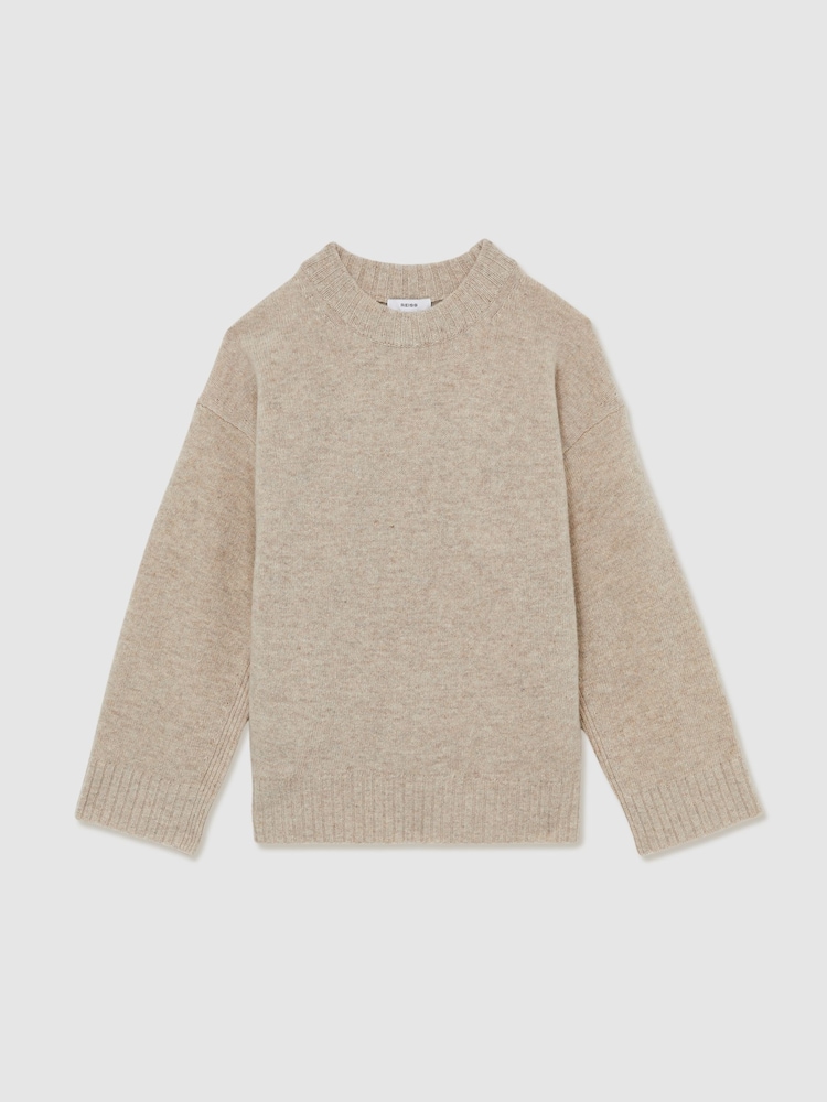 Reiss Oatmeal Elena Wool-Cashmere Crew Neck Jumper - Image 2 of 6