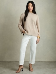 Reiss Oatmeal Elena Wool-Cashmere Crew Neck Jumper - Image 3 of 6