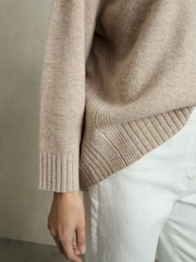 Reiss Oatmeal Elena Wool-Cashmere Crew Neck Jumper - Image 4 of 6