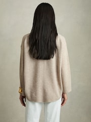 Reiss Oatmeal Elena Wool-Cashmere Crew Neck Jumper - Image 5 of 6