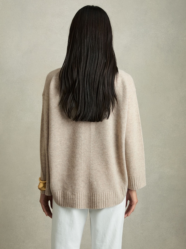 Reiss Oatmeal Elena Wool-Cashmere Crew Neck Jumper - Image 5 of 6