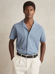 Soft Blue - Фактурная рубашка с воротником Reiss Hunt - Изображение 1 из 6