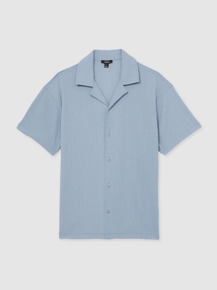 Soft Blue - Фактурная рубашка с воротником Reiss Hunt - Изображение 2 из 6