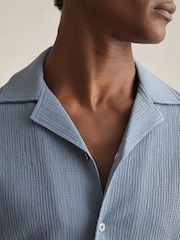 Soft Blue - Фактурная рубашка с воротником Reiss Hunt - Изображение 4 из 6