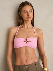Розовый - Бикини-топ-бандо с V-образным вырезом Reiss Ari - Изображение 1 из 5