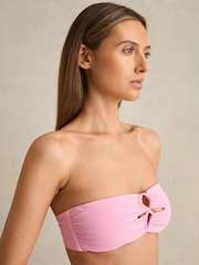 Розовый - Бикини-топ-бандо с V-образным вырезом Reiss Ari - Изображение 3 из 5