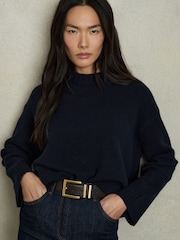 Reiss Navy Elena Wool-Cashmere Crew Neck Jumper - Image 1 of 6