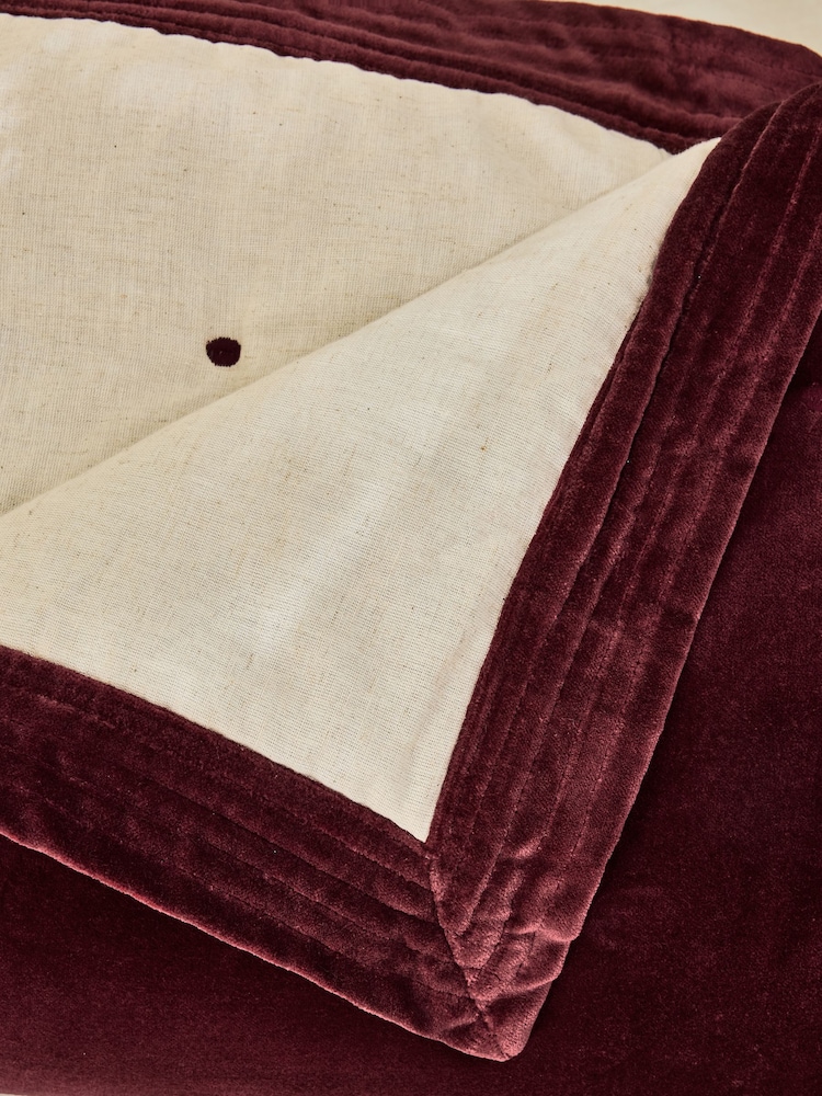 French Connection Burgundy Washed Velvet Bedspread - Image 3 of 3