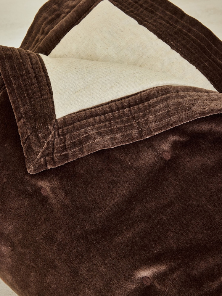 French Connection Chocolate Brown Washed Velvet Bedspread - Image 2 of 3 French Connection Chocolate Brown Washed Velvet Bedspread - Image 2 of 3