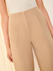Friends Like These Camel Pleated Front Barrel Leg Tailored Trousers - Image 3 of 5