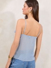 Lipsy Blue Ruffle Lace Cami - Image 4 of 4