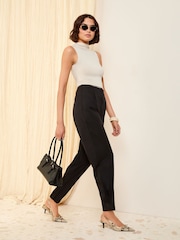 Friends Like These Black Pleated Front Barrel Leg Tailored Trousers - Image 2 of 5