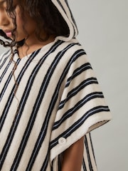 Reiss Blue Sam 4-9 yrs Hoodie and Shorts Stripe Towelling Set - Image 3 of 6