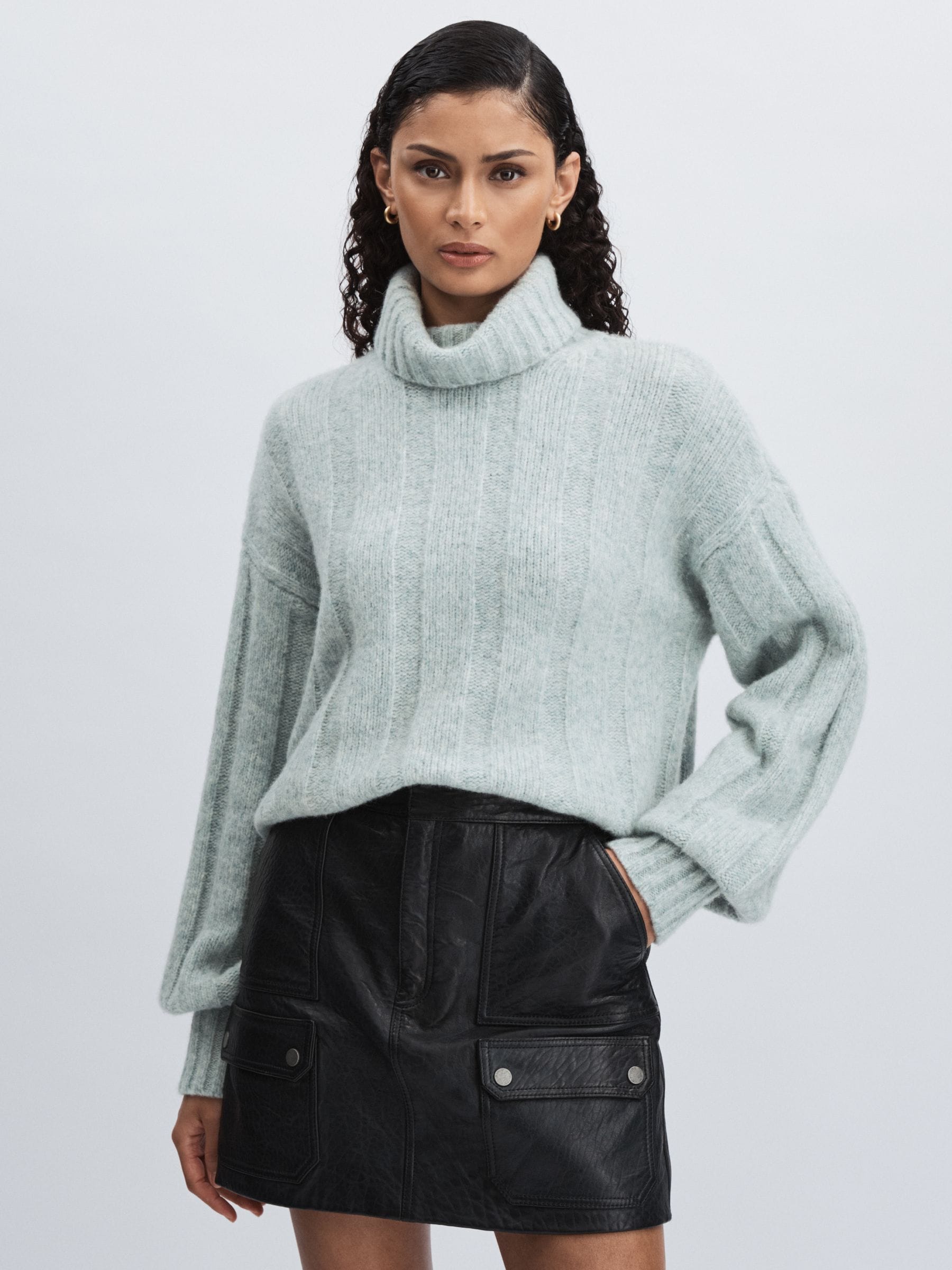 Paige Wool Blend Ribbed Roll Neck Jumper