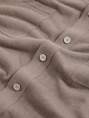 Reiss Taupe Brown Mellor Button-Through Knit Shirt With Linen - Image 6 of 6