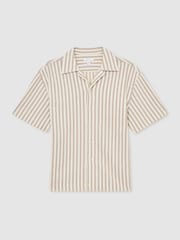 Stein/Weiß - Reiss Trig Textured Stripe Cuban-Collar Shirt - Bild 2 von 7