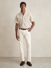 Stein/Weiß - Reiss Trig Textured Stripe Cuban-Collar Shirt - Bild 4 von 7