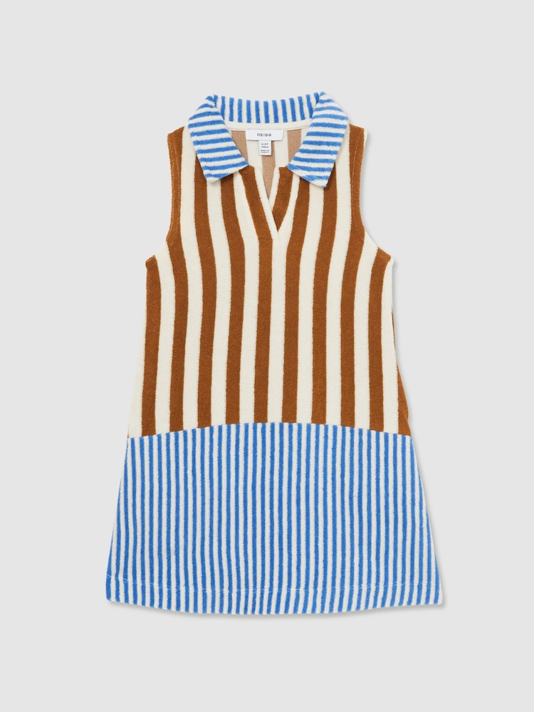Reiss Multi Felicia 4-9 yrs Towelling Stripe Dress - Image 2 of 4