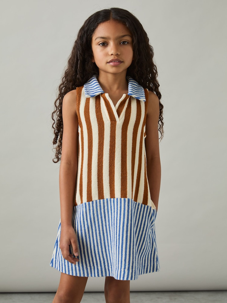 Reiss Multi Felicia 4-9 yrs Towelling Stripe Dress - Image 3 of 4
