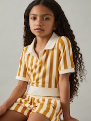 Reiss Yellow Tara 9-13 yrs Towelling Stripe Shorts Set - Image 1 of 5