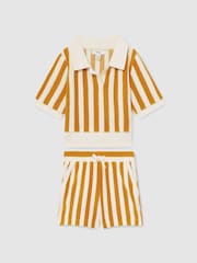 Reiss Yellow Tara 9-13 yrs Towelling Stripe Shorts Set - Image 2 of 5