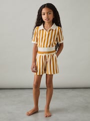 Reiss Yellow Tara 9-13 yrs Towelling Stripe Shorts Set - Image 3 of 5