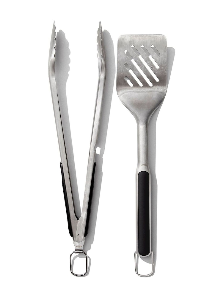 Oxo Silver Grilling Turner and Tongs Set - Image 2 of 6