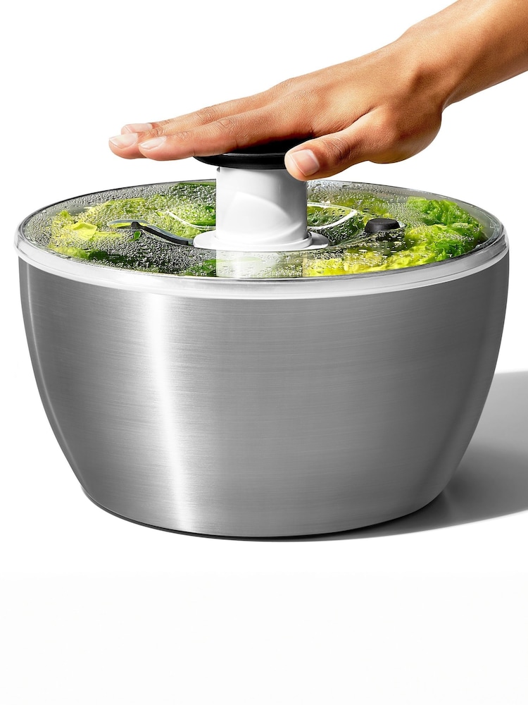 Oxo Silver Steel Salad Spinner - Image 1 of 6