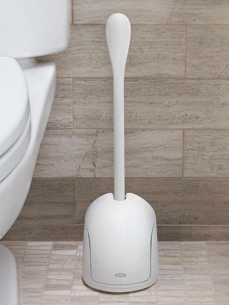 Oxo Silver Compact Toilet Brush & Canister - Image 1 of 6 Oxo Silver Compact Toilet Brush & Canister - Image 1 of 6