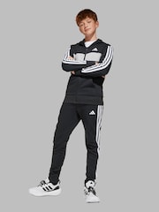 adidas Black/White Seasonal Essentials Tiberio 3-Stripes Fleece Tracksuit Kids - Image 2 of 8