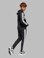 adidas Black/White Seasonal Essentials Tiberio 3-Stripes Fleece Tracksuit Kids - Image 3 of 8