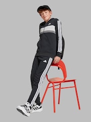 adidas Black/White Seasonal Essentials Tiberio 3-Stripes Fleece Tracksuit Kids - Image 4 of 8