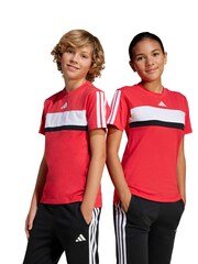 adidas Red/White Seasonal Essentials Tiberio 3-Stripes T-Shirt Kids - Image 1 of 6