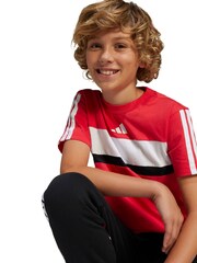 adidas Red/White Seasonal Essentials Tiberio 3-Stripes T-Shirt Kids - Image 4 of 6