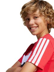 adidas Red/White Seasonal Essentials Tiberio 3-Stripes T-Shirt Kids - Image 5 of 6