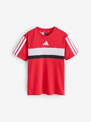 adidas Red/White Seasonal Essentials Tiberio 3-Stripes T-Shirt Kids - Image 6 of 6