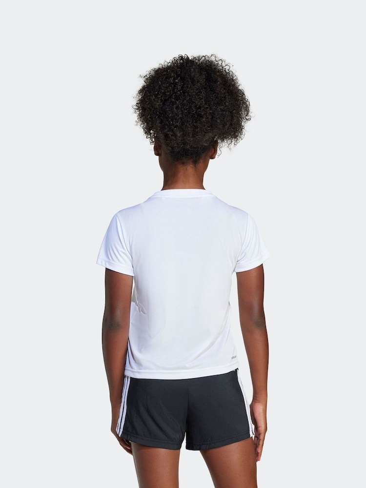 adidas White Train Essentials Regular Fit Logo Training T-Shirt Kids - Image 2 of 6