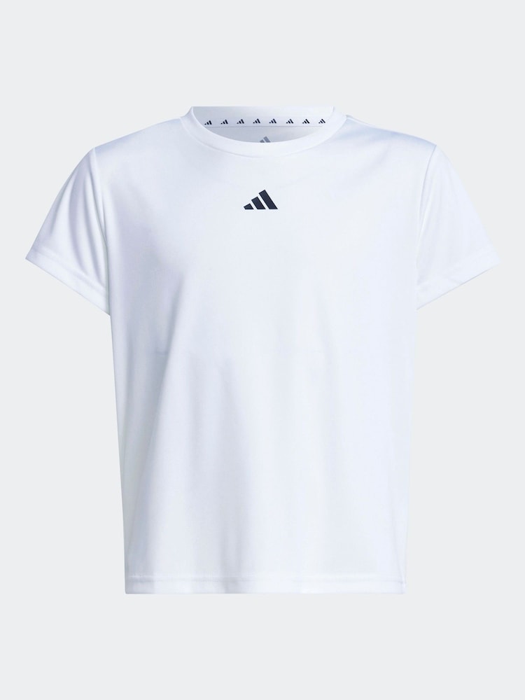 adidas White Train Essentials Regular Fit Logo Training T-Shirt Kids - Image 6 of 6