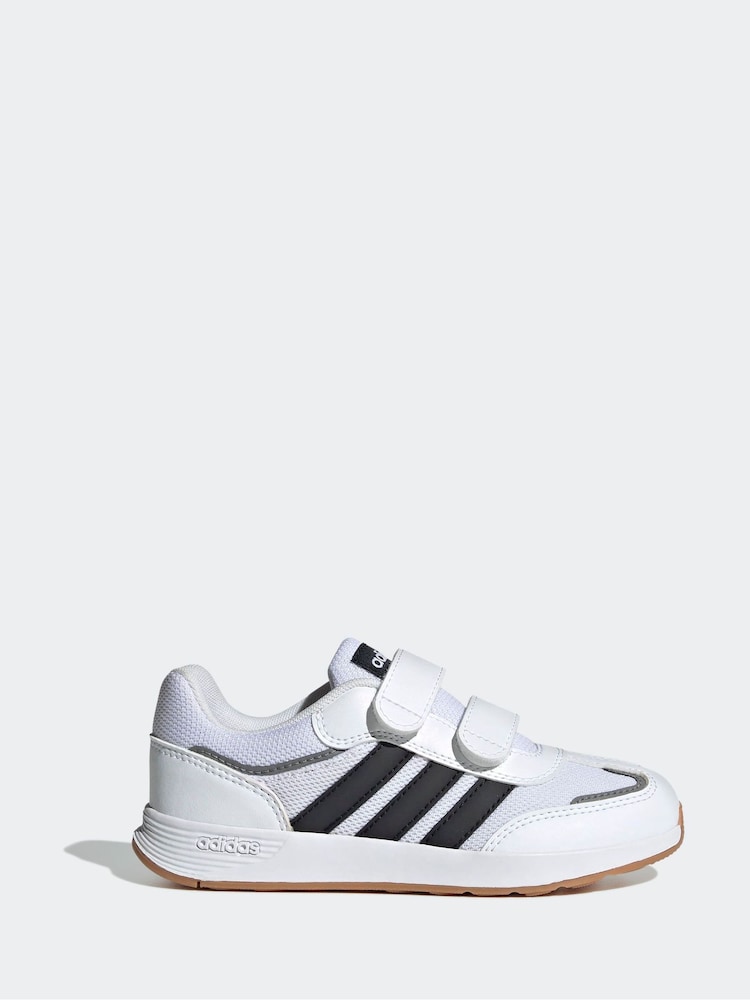 adidas White/Black Tensaur Switch Hook and Loop Kids Trainers - Image 1 of 7