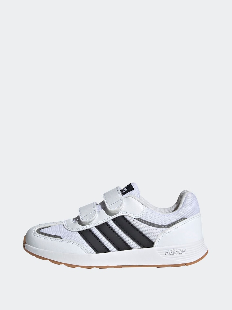 adidas White/Black Tensaur Switch Hook and Loop Kids Trainers - Image 2 of 7