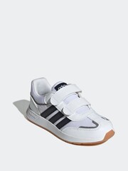 adidas White/Black Tensaur Switch Hook and Loop Kids Trainers - Image 3 of 7