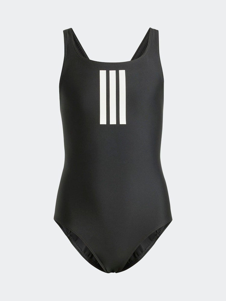 adidas Black/White 3-Stripes Swimsuit Kids - Image 1 of 5