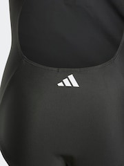 adidas Black/White 3-Stripes Swimsuit Kids - Image 3 of 5