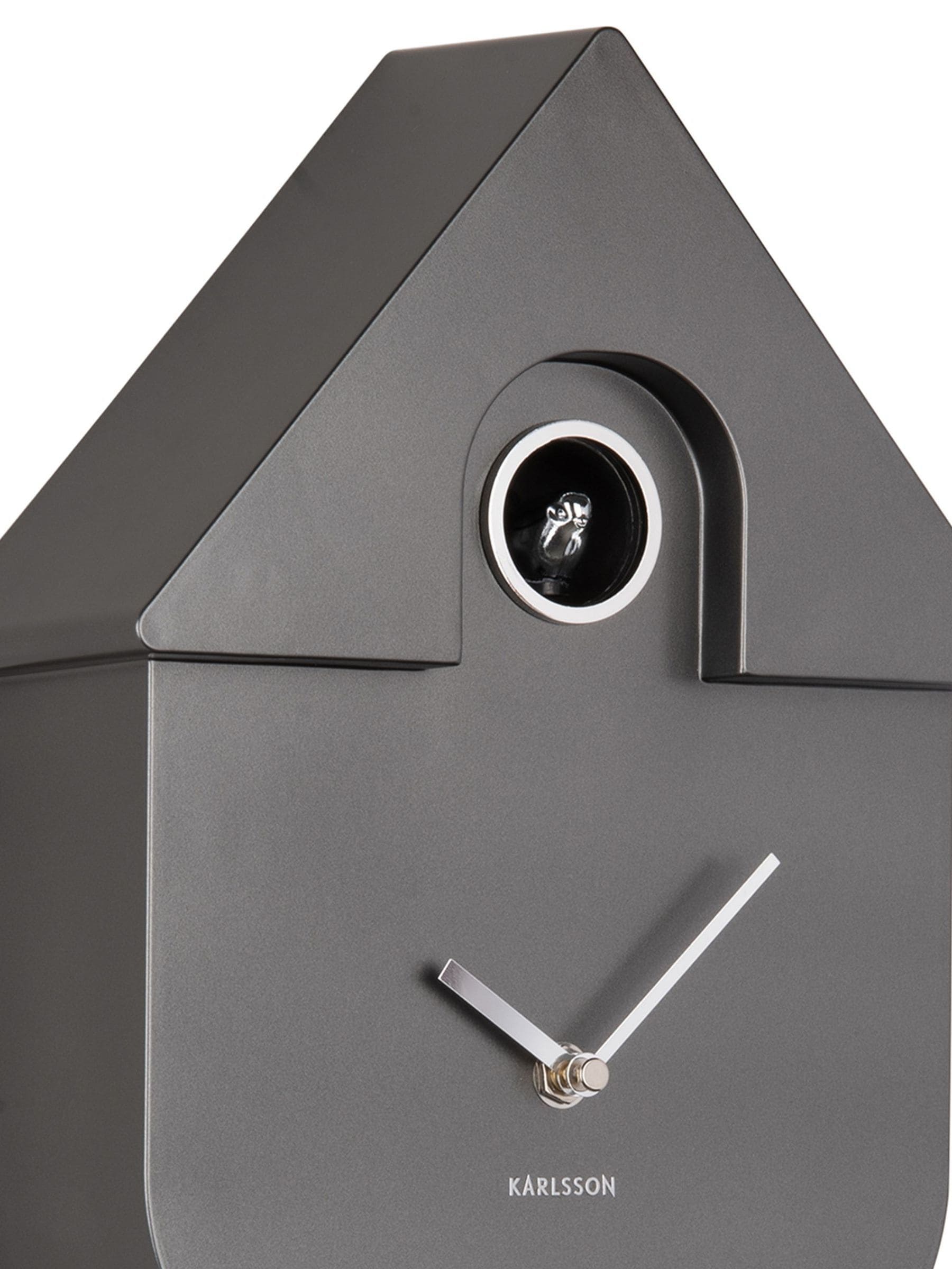 Buy Karlsson Metallic Dark Grey Modern Cuckoo Wall Clock from the