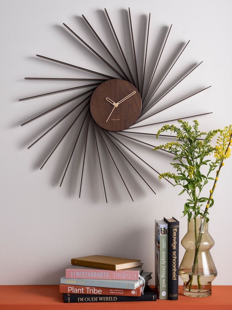 Karlsson Dark Wood Helix Wall Clock - Image 1 of 4