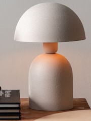 Leitmotiv Warm Grey Boaz Textured Table Lamp - Image 1 of 4